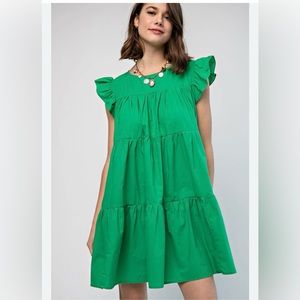 Easel Green Poplin Dress